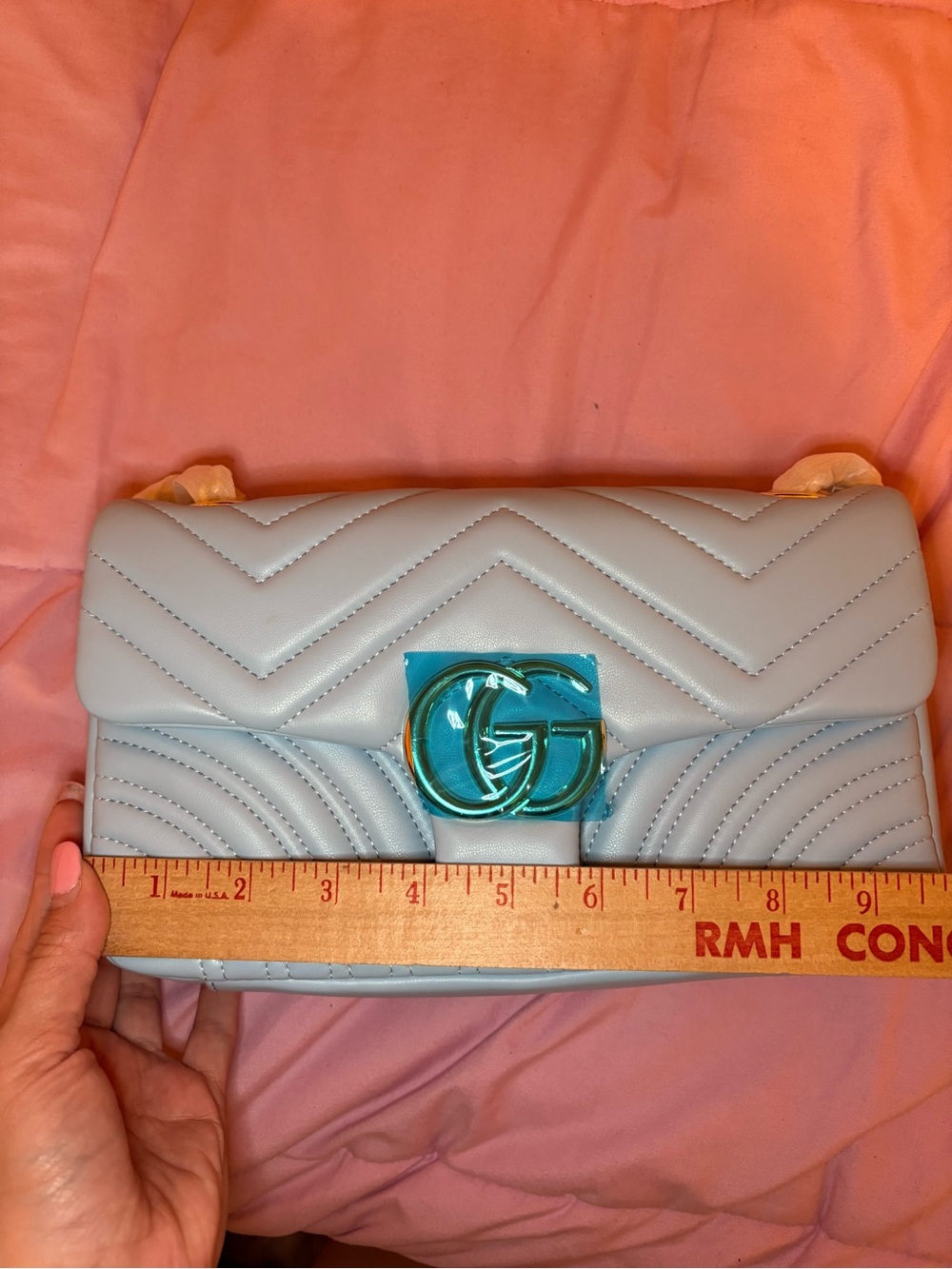 Blue quilted soft shoulder bag - Picture 5 of 7